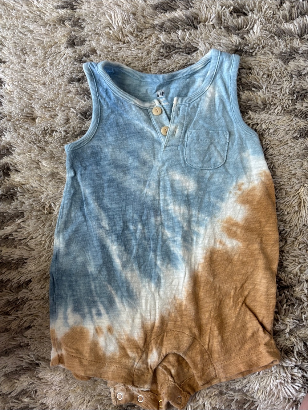 GAP Tie-Dye Sleeveless Romper - Blue & Brown